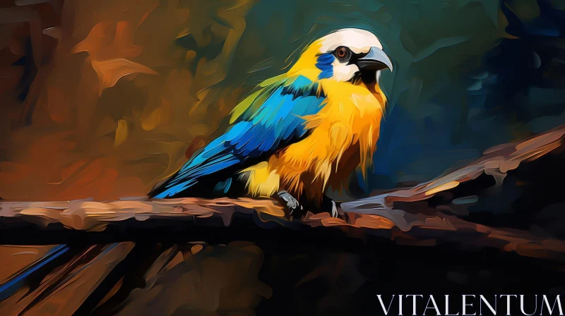 Colorful Bird Painting on Branch AI Image