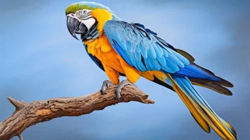 Colorful Blue-and-Yellow Macaw Perched on Branch in South America