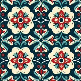 Colorful Floral Tiles Pattern - Traditional Spanish Design