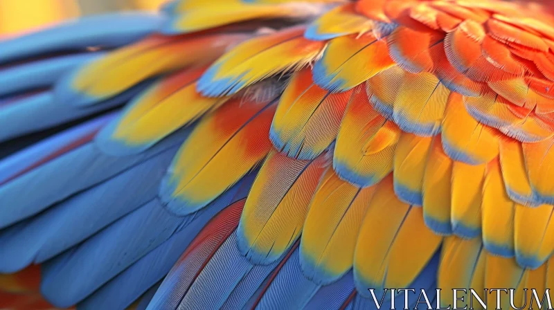 Colorful Parrot Feathers Close-Up AI Image