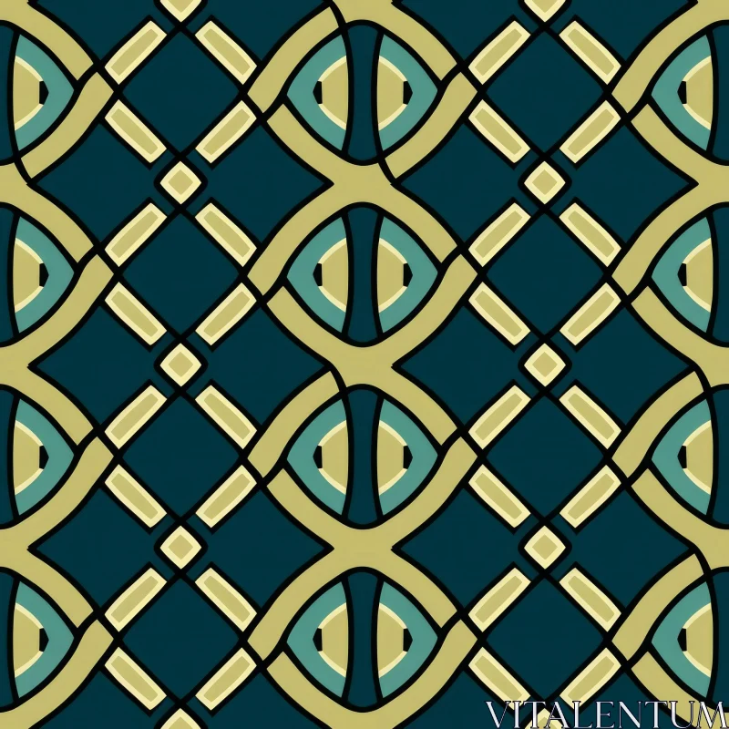 Dark Blue Teal Yellow Geometric Pattern AI Image
