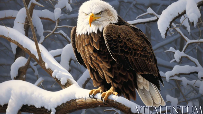 AI ART Eagle Painting in Snowy Forest - Detailed Wildlife Art