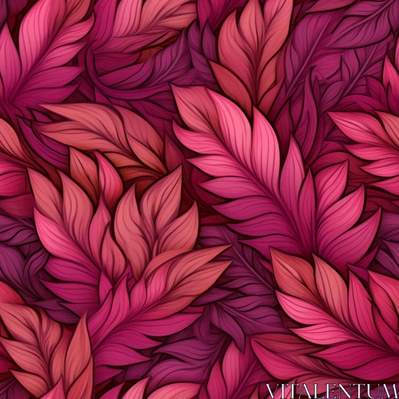 AI ART Pink and Purple Leaves Seamless Pattern