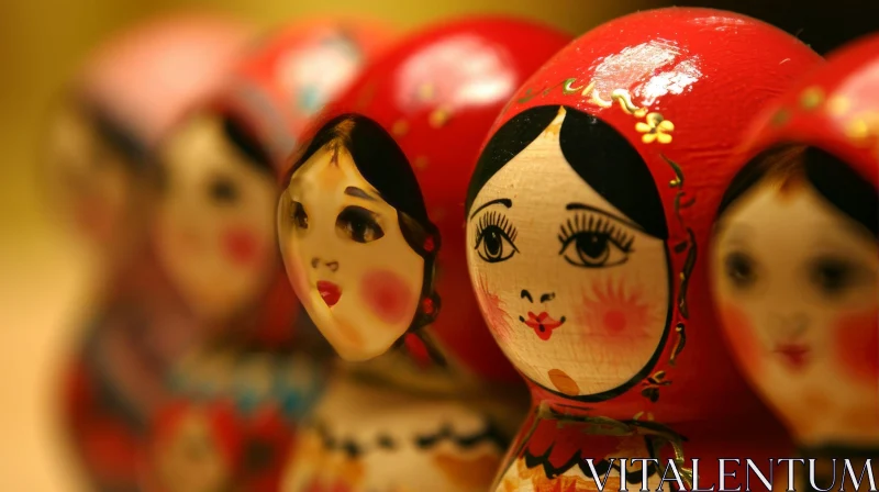 Traditional Russian Nesting Dolls: Hand-painted Wood Dolls AI Image