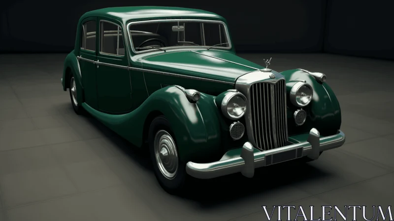 Black and Green Classic Car in 3D - Timeless Beauty with Smooth Curves AI Image