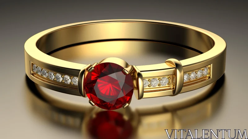 Exquisite Gold Ring with Red Gemstone | Jewelry Collection AI Image
