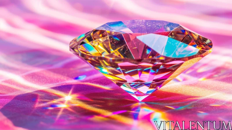 Faceted Diamond on Pink Background AI Image