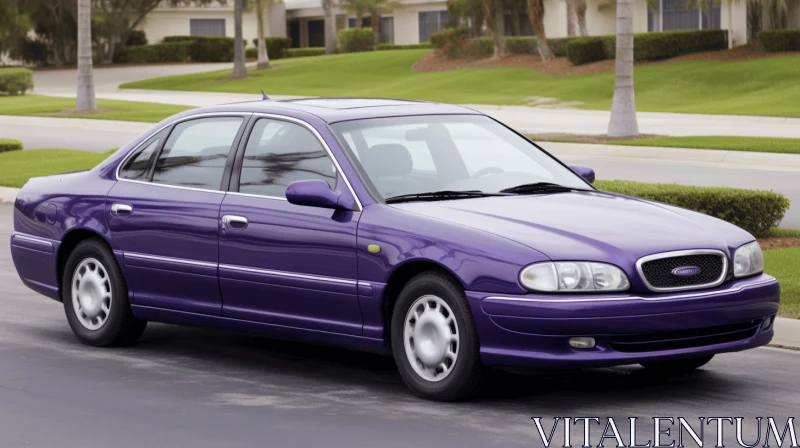 Graceful Purple Car Driving in Eastern and Western Fusion Style AI Image