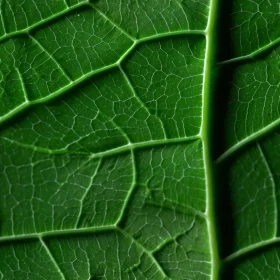 Green Leaf Close-up with Veins and Serrated Edge