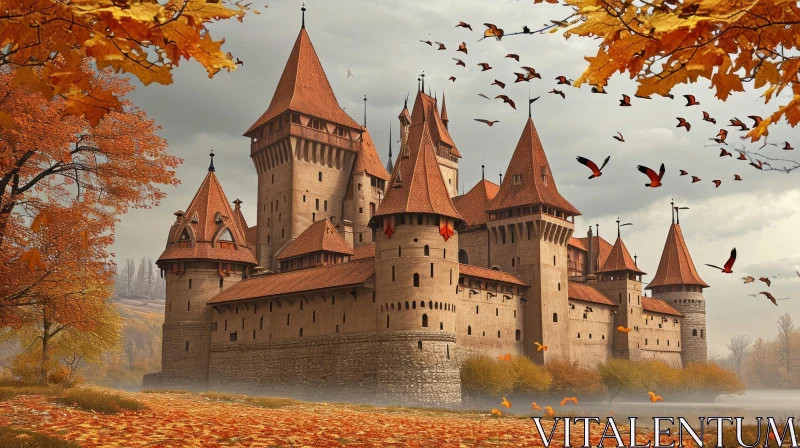 Majestic Medieval Castle in Autumn | Captivating Nature Landscape AI Image