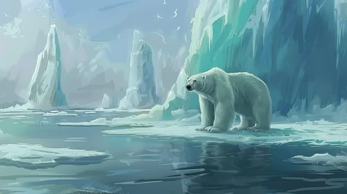 Realistic Arctic Polar Bear Digital Painting
