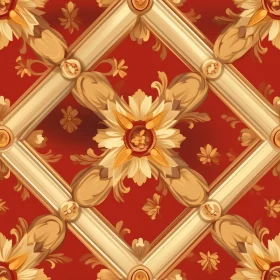 Red and Gold Floral Pattern - Renaissance Style