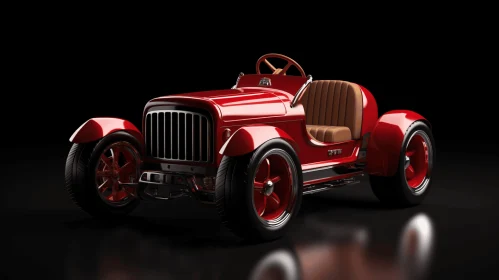 Vintage Red Racing Car Artwork with Childlike Charm