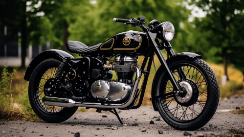 Black and Gold Triumph Motorcycle on Grassy Road | Industrial Inspired Design