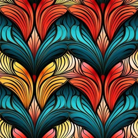 Colorful Feather Pattern on Dark Blue Background