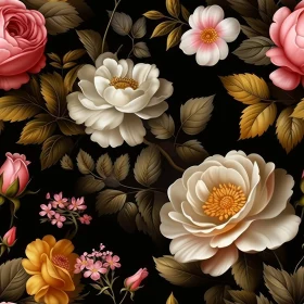 Elegant Floral Pattern on Dark Background