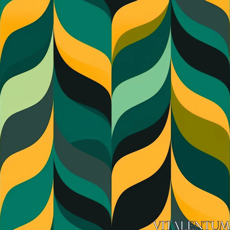 Green Curved Shapes Vector Pattern AI Image