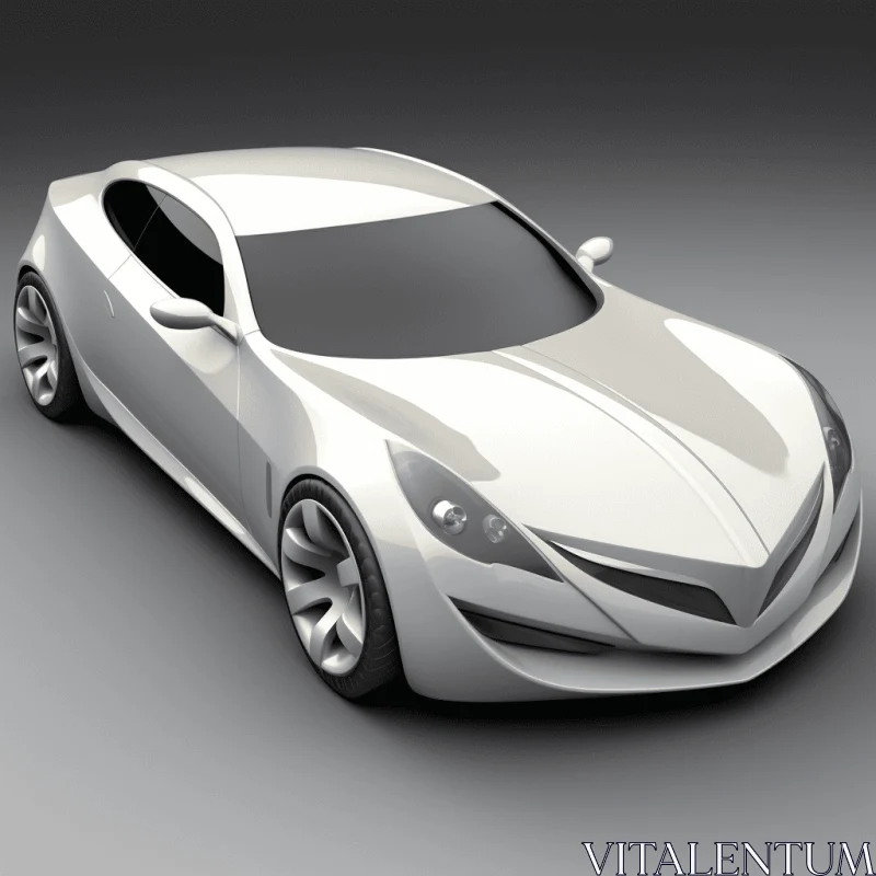 White Concept Car on Grey | Detailed Texture | Barbizon School AI Image