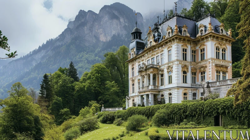 Captivating Castle in Mountain Landscape - Majestic Beauty AI Image