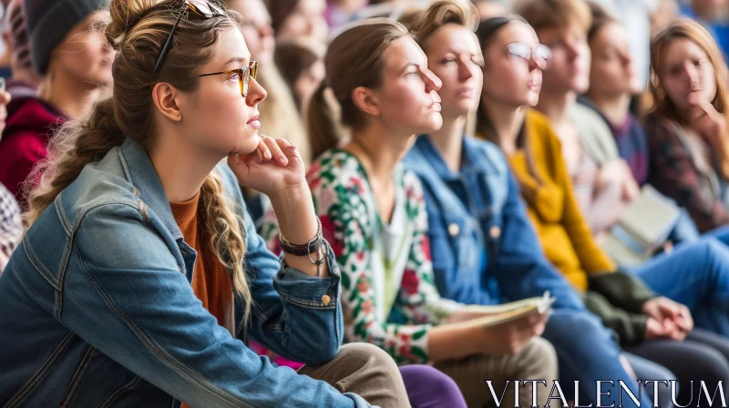 AI ART Captivating Image of Young People Listening to a Speaker in a Lecture Hall