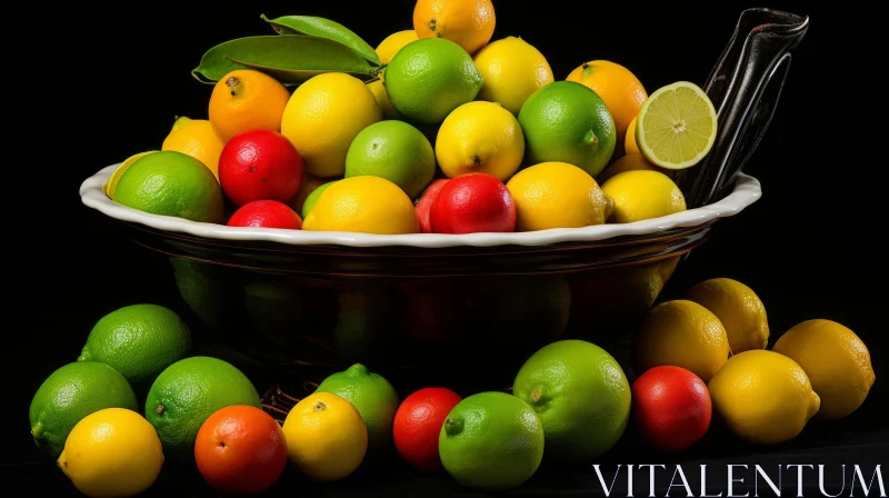 Citrus Fruits Still Life Bowl - High-Resolution Image AI Image