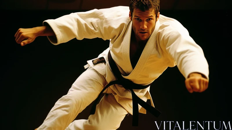 Dynamic Judo Kick - Martial Arts Athlete in Action AI Image