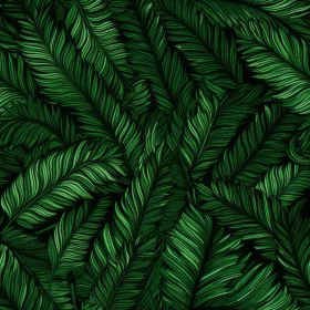 Hand-drawn Dark Green Tropical Leaves Seamless Pattern