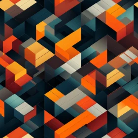 Infinite Repetition: Abstract Geometric Pattern in Orange, Yellow, Blue, and Gray