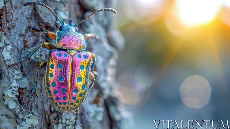AI ART Macro Beetle Photography: Blue-Green Metallic Insect Close-Up