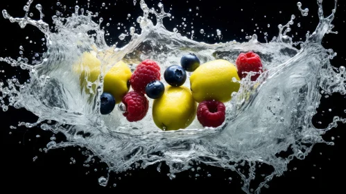 Refreshing Water Splash with Lemons and Berries