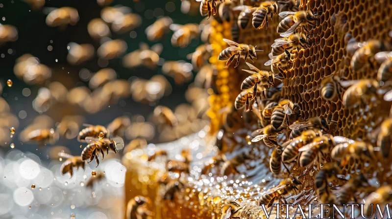 Busy Bees: Stunning Beehive Photography AI Image