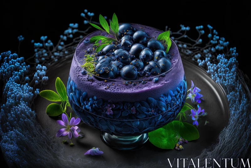 AI ART Captivating Blueberry Ice Cream with Purple Leaves | Vibrant Fantasy Landscape