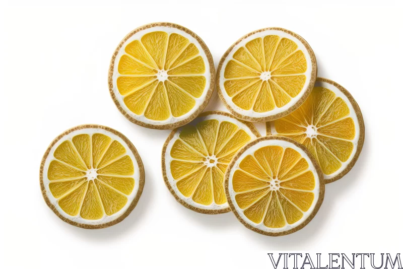 AI ART Captivating Citrus Slices on White Background | Monochromatic Symmetry