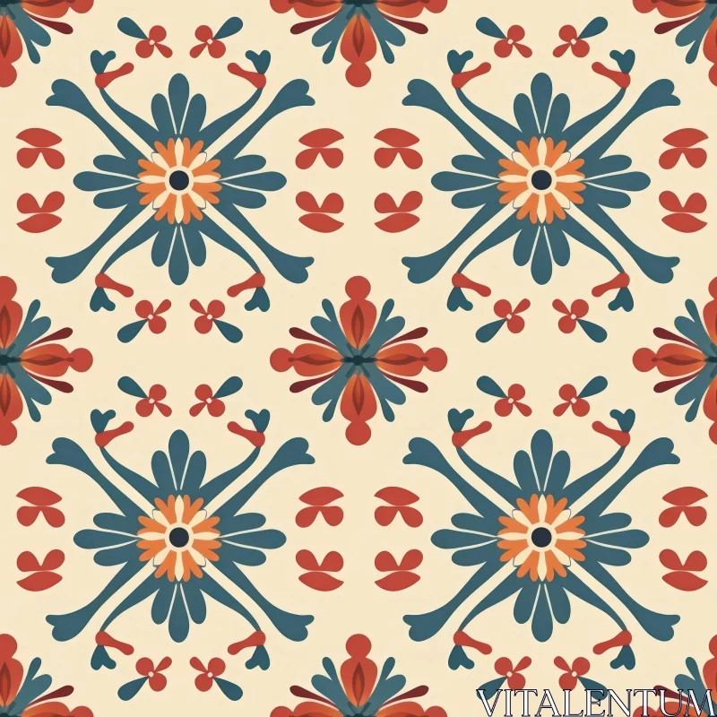 Colorful Floral Tile Pattern - Traditional Portuguese Design AI Image