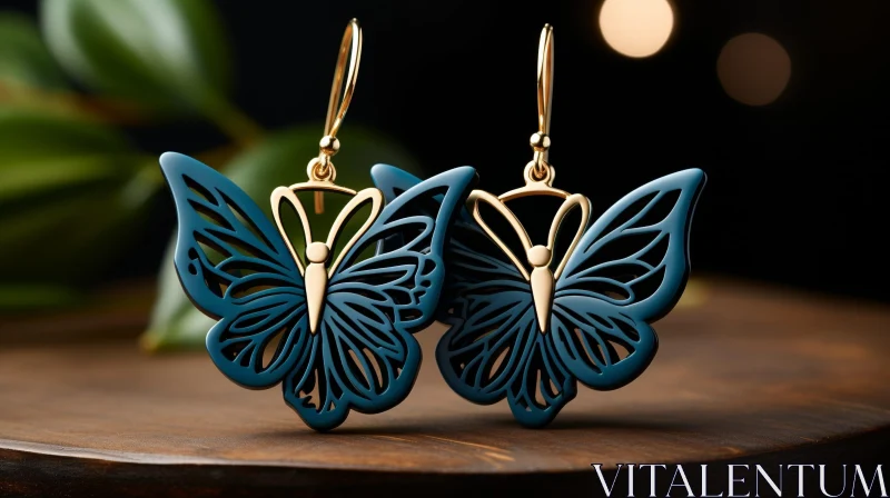 Exquisite Butterfly Earrings - Elegant Gold Jewelry AI Image