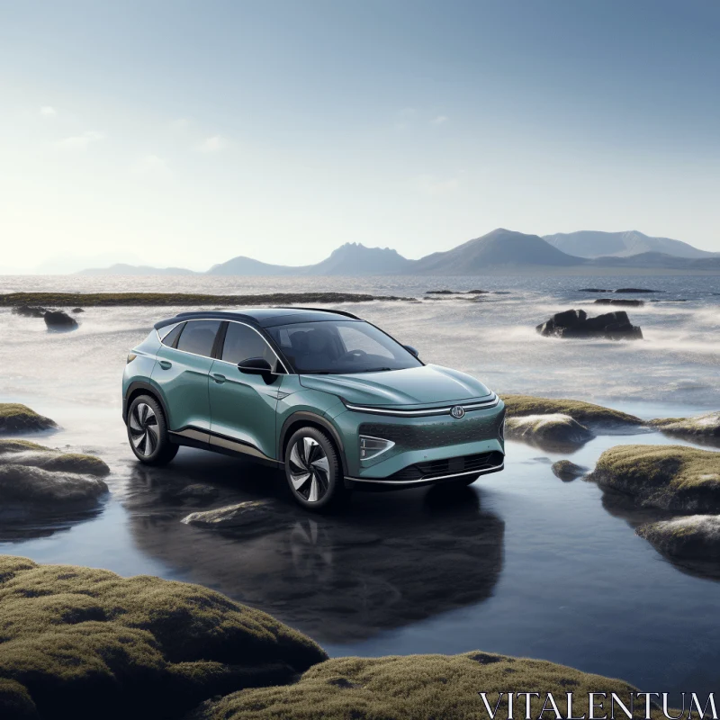 Hyundai Influx EV: An Electric SUV in Captivating Coastal Scenery AI Image