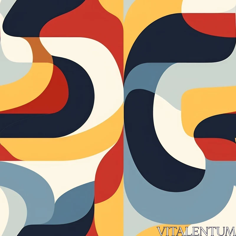 Mid-Century Geometric Pattern Illustration AI Image