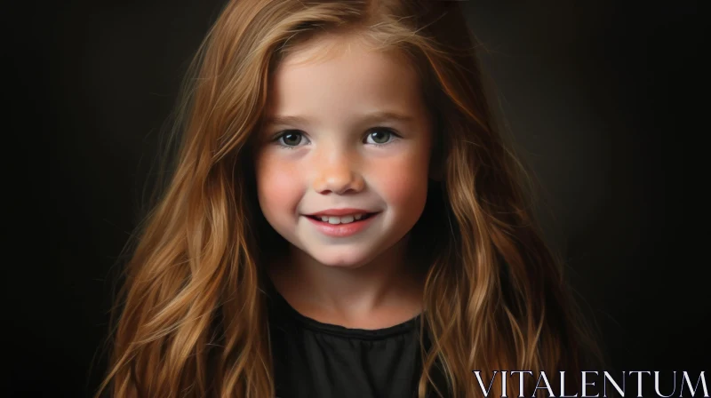 Young Girl Portrait in Black Shirt AI Image