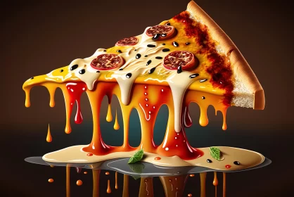 Captivating Pizza Art: Dripping Sauce, Multidimensional Layers
