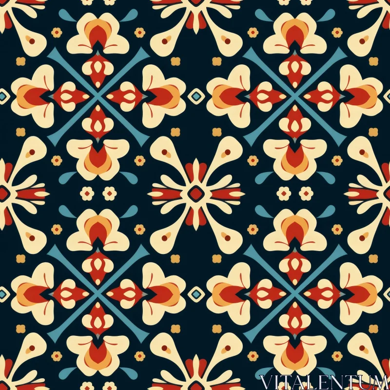 Colorful Floral Tiles Seamless Pattern - Portuguese Azulejos Inspired AI Image