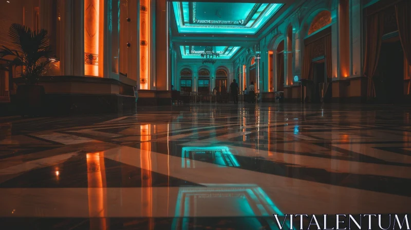 Elegant Luxury: A Captivating Long Corridor in a Luxurious Hotel AI Image