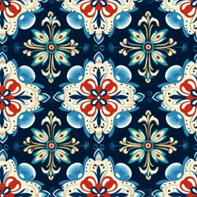 Floral and Geometric Pattern Inspired by Portuguese Azulejos