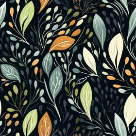 Hand-Painted Leaves and Branches Seamless Pattern