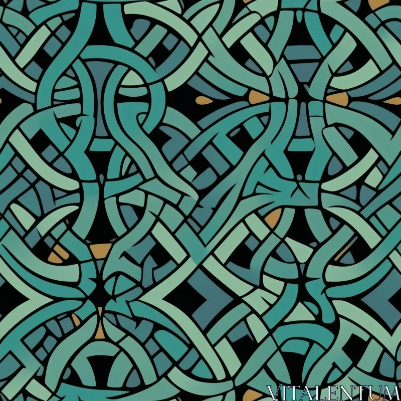 Intricate Celtic Knots Seamless Pattern on Black Background AI Image