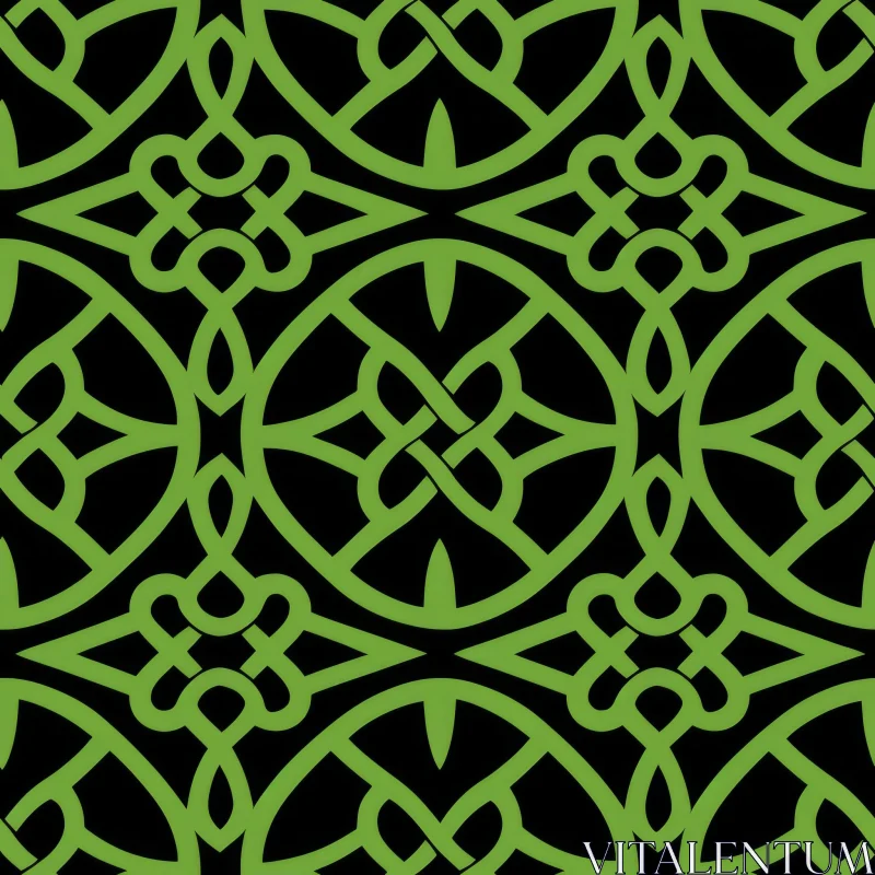 Intricate Green Celtic Knots Seamless Pattern AI Image
