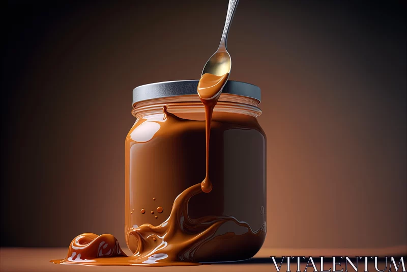 AI ART Realistic Caramel Pouring from Jar - Hyper-Detailed Rendering