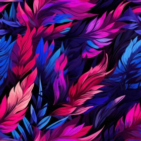 Tropical Leaves Hand-Painted Pattern on Black Background