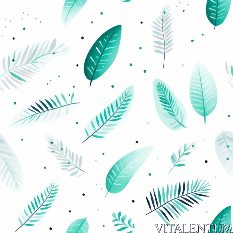 Watercolor Tropical Leaves Seamless Pattern in Blue and Green AI Image
