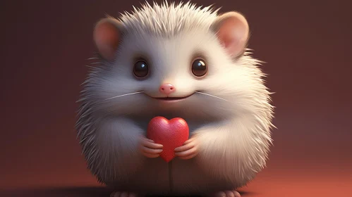 Adorable Cartoon Hedgehog Holding Heart - Perfect for Valentine's Day