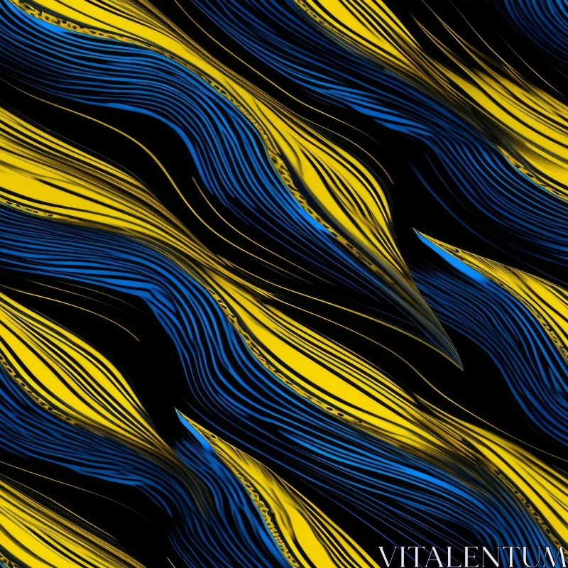 AI ART Blue and Yellow Waves Seamless Pattern